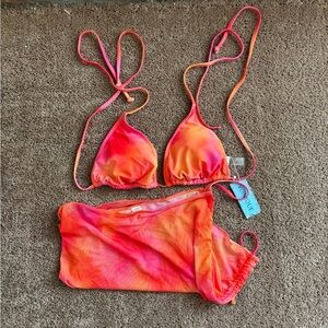 Vibrant Tie-Dye Bikini Set top & skirt